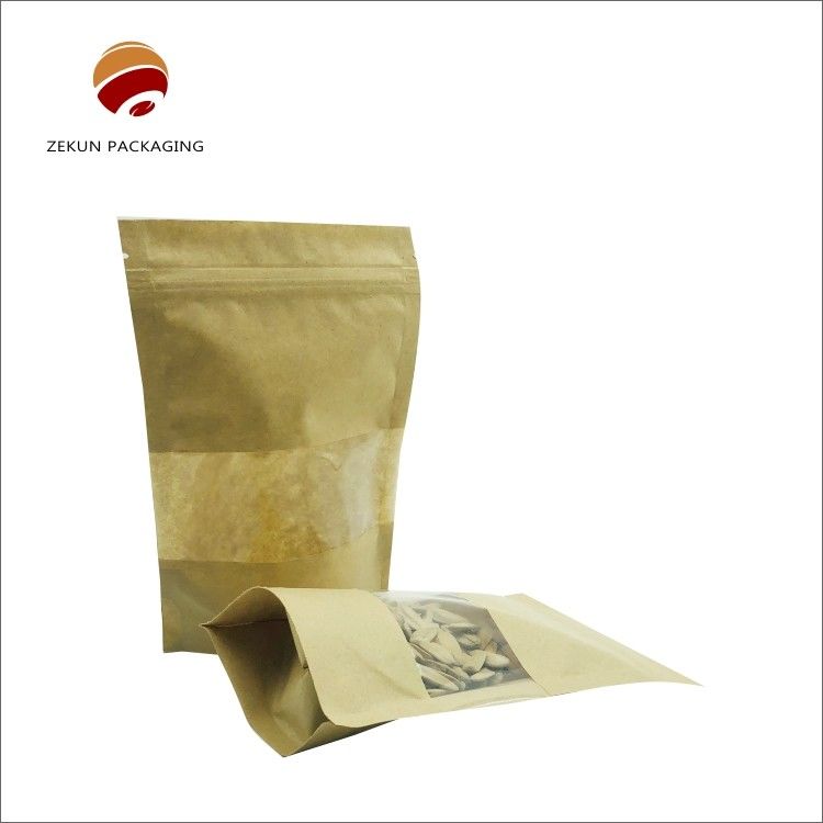 식품 포장 Kraft Paper Zip Lock Bag Custom Size 수분 방지 매트 또는 반짝이는 마무리