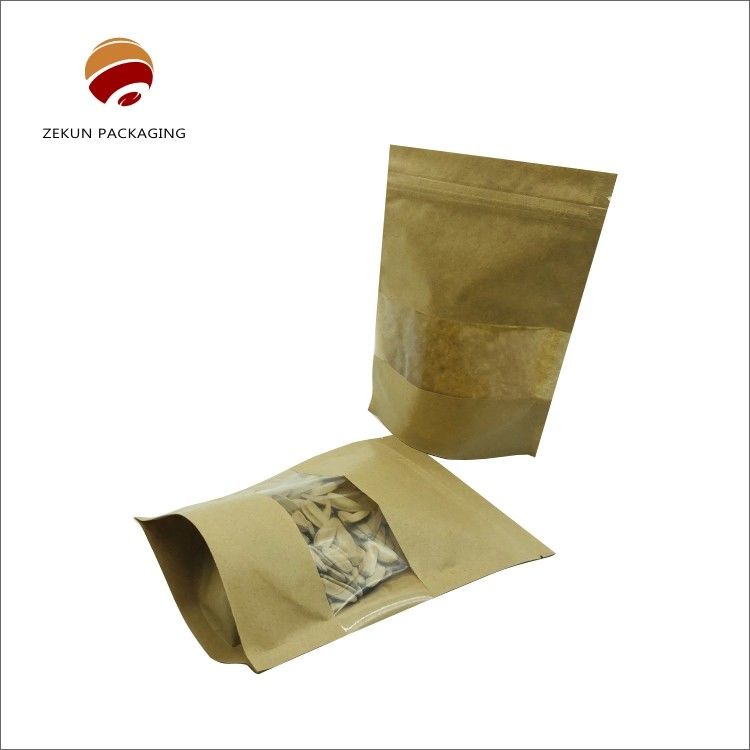 식품 포장 Kraft Paper Zip Lock Bag Custom Size 수분 방지 매트 또는 반짝이는 마무리